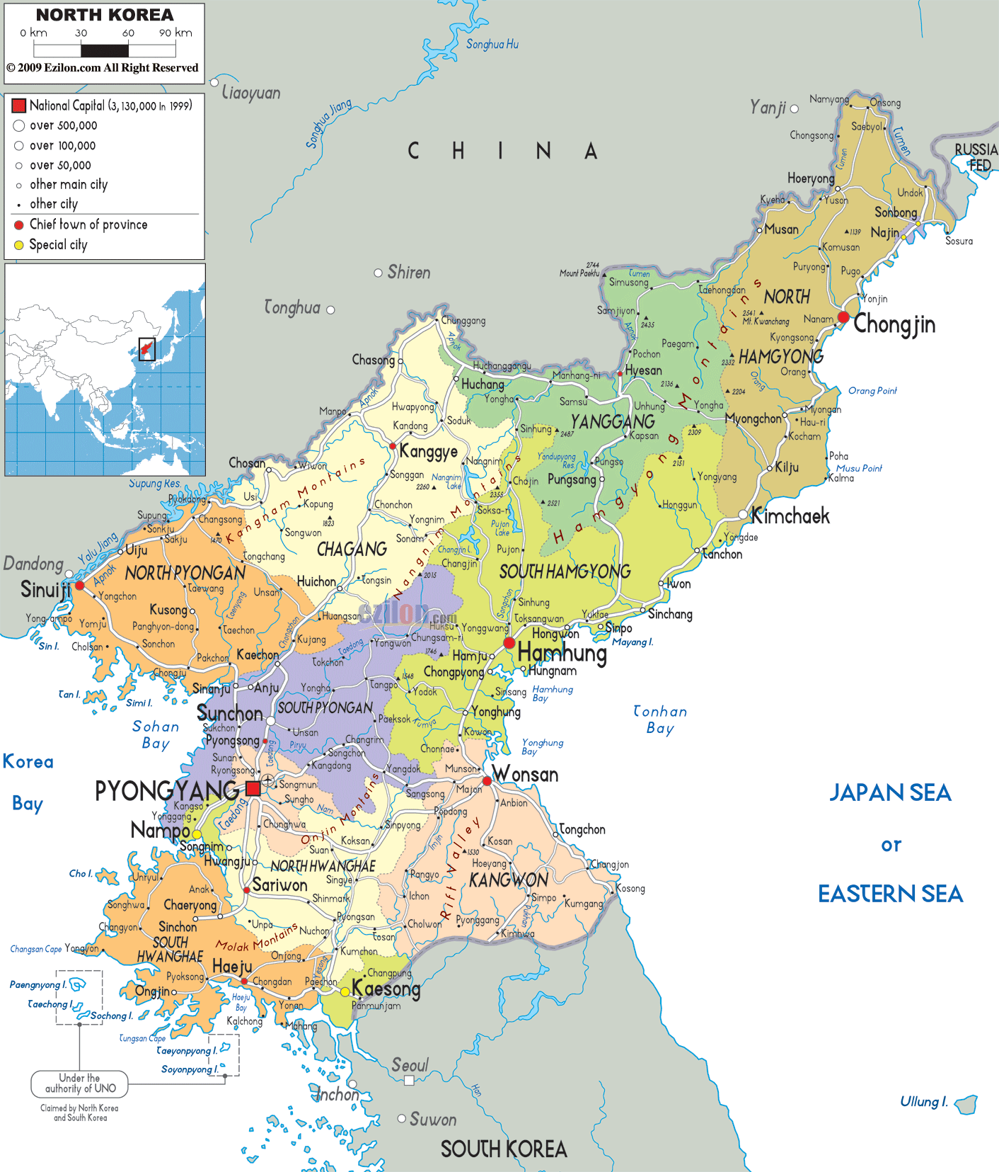nordkorea regionen karte